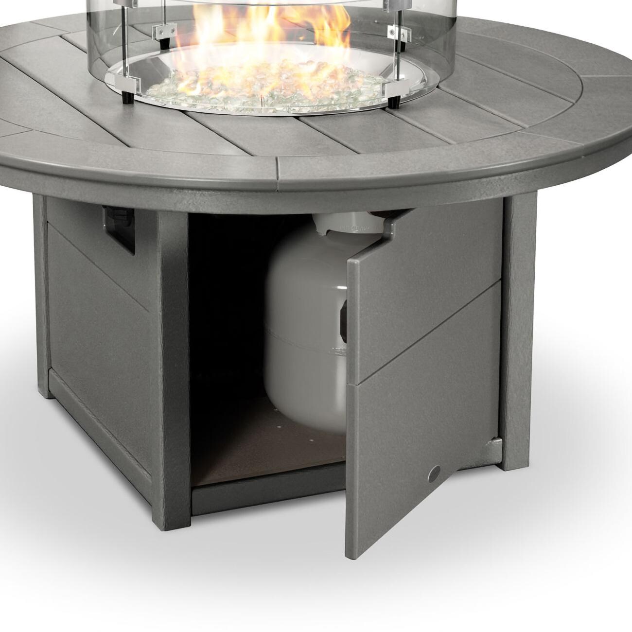 POLYWOOD 48-Inch Round Propane Fire Pit Table