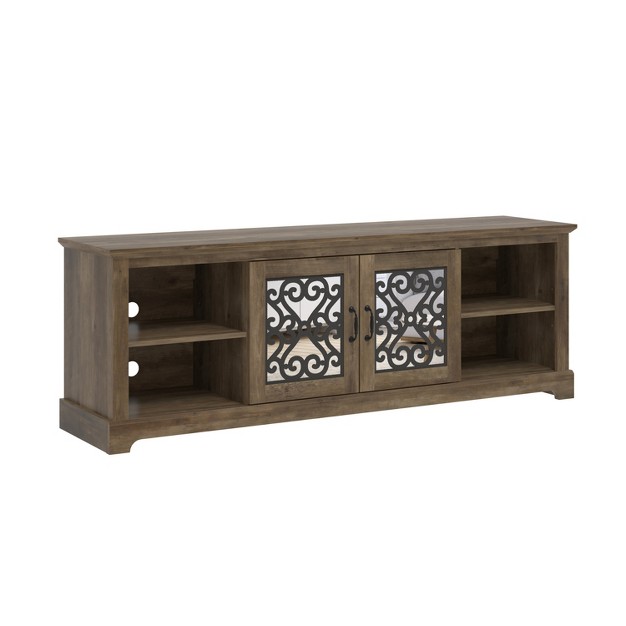 Galano Calidia 68 2 In 2 Door Tv Stand Fits Tv x27 s Up To 75 In In Knotty Oak With Gray Stone Dusty Gray Oak With Gray Stone