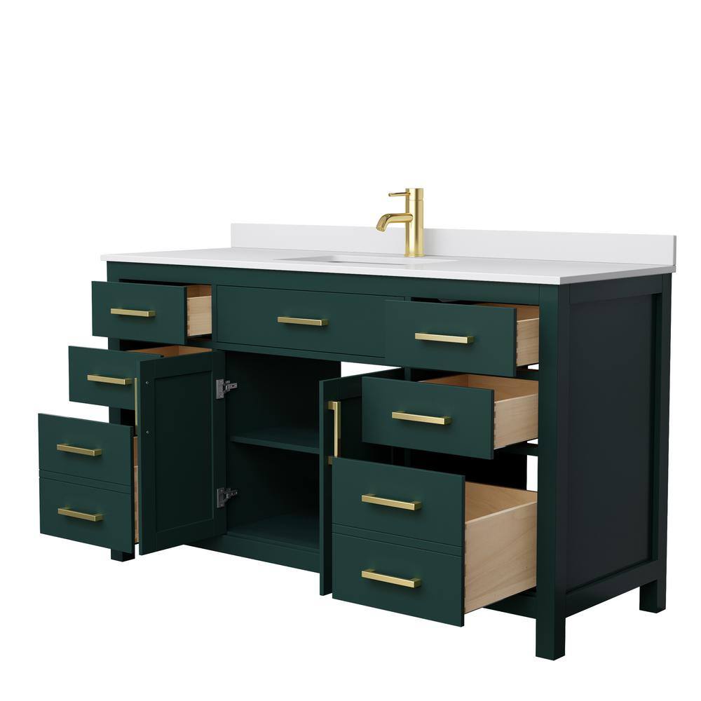 Wyndham Collection Beckett 60 in. W x 22 in. D x 35 in. H Single Sink Bathroom Vanity in Green with White Cultured Marble Top WCG242460SGDWCUNSMXX