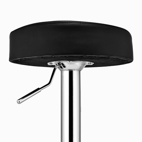 Costway Adjustable Hydraulic Swivel Round Leather Seat Bar Stool Black - Single