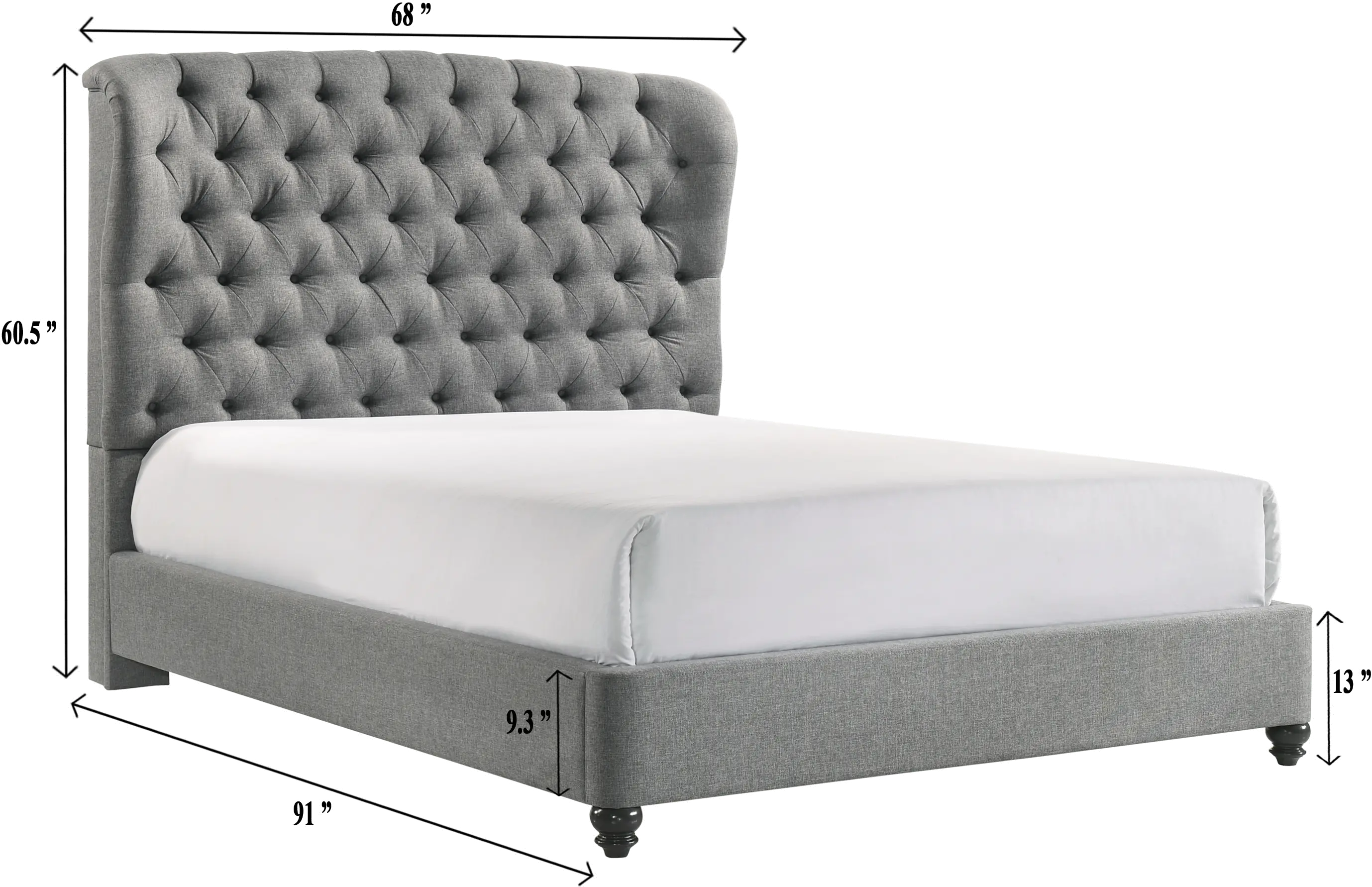 Lyla Gray Queen Upholstered Bed