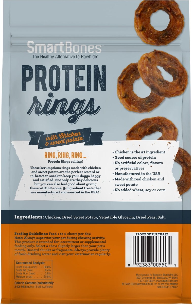 SmartBones Protein Rings Real Chicken and Sweet Potato Dog Treats