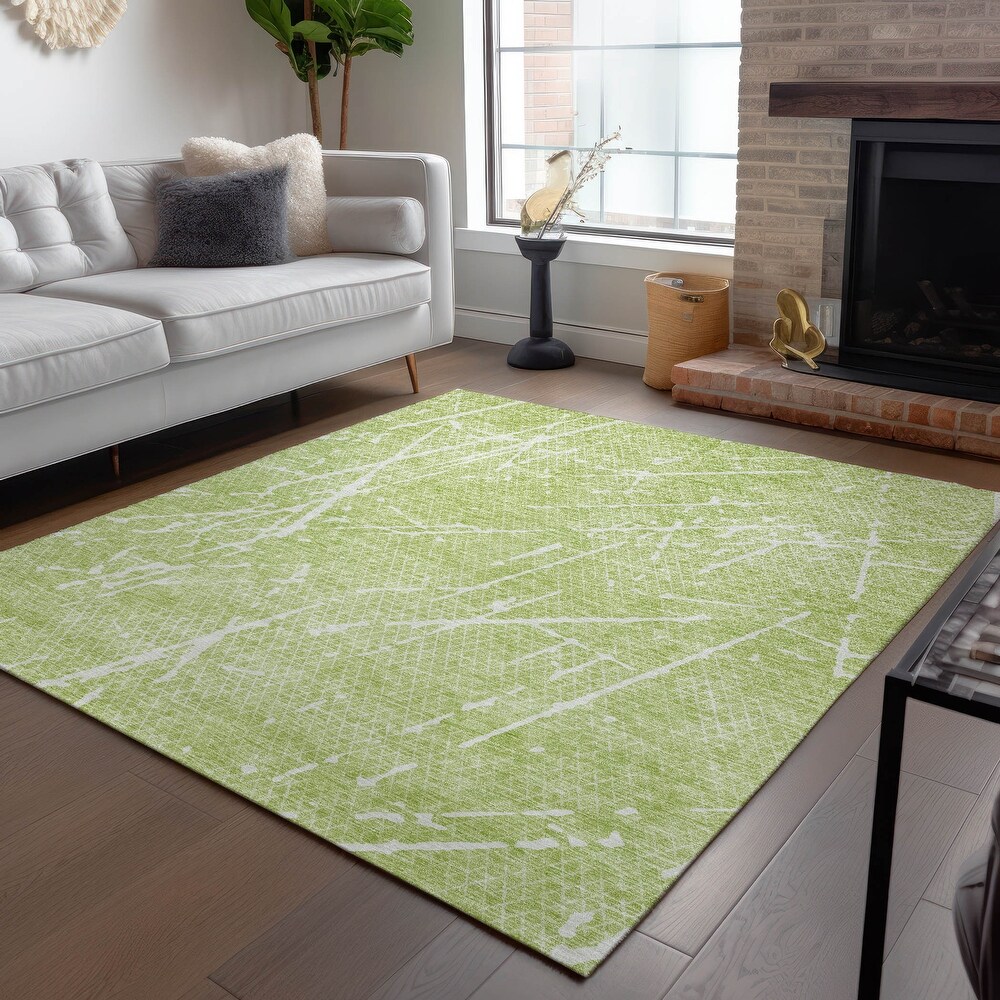 Machine Washable Indoor/ Outdoor Chantille Contemporary Crackle Rug