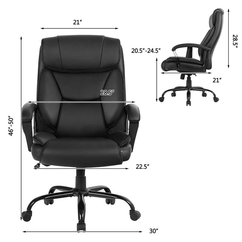 500 LBS Big & Tall Office Chair Massage Executive Chair PU Leather High Back Computer Desk Chair