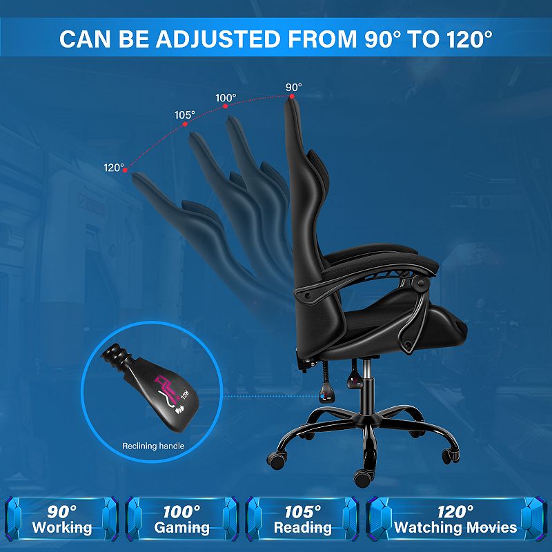 Recliner Gaming Office High Back Computer Ergonomic Adjustable Swivel Chair