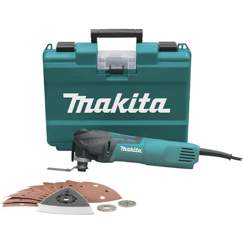 Makita 3 Amp Corded Variable Speed Oscillating Multi-Tool Kit With Blade， Sanding Pad， Sandpaper， Adapter， Hard Case