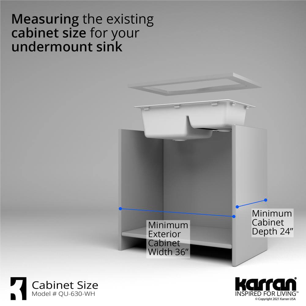 Karran Undermount Quartz Composite 32 in. 6040 Double Bowl Kitchen Sink in White QU-630-WH