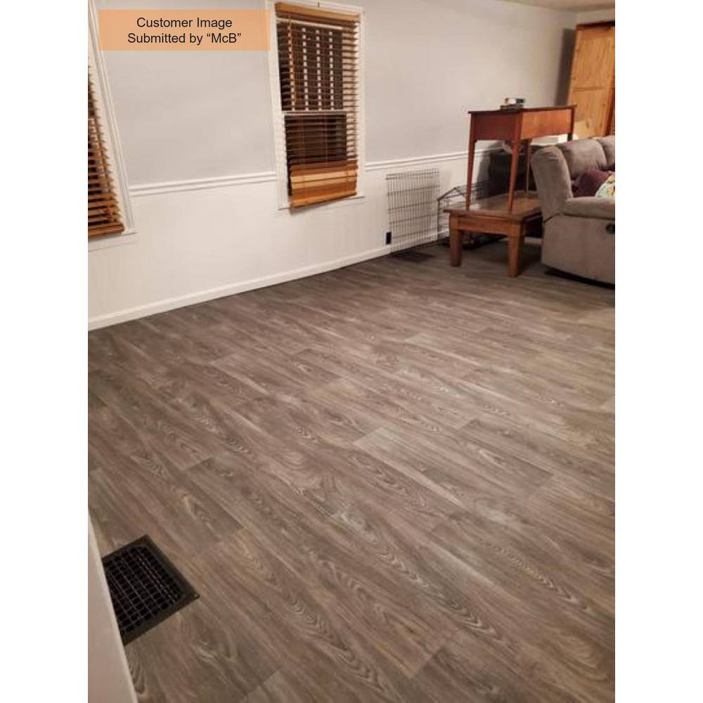 TrafficMaster Scorched Walnut Grey Wood 10 MIL x 12 ft. W x Cut to Length Waterproof Vinyl Sheet Flooring C9450407C895P14