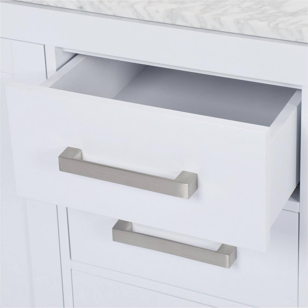 Wyndham Collection Sheffield 72 in. Double Vanity in White with Marble Vanity Top in Carrara White WCS141472DWHCMUNSMXX