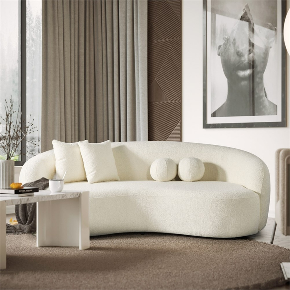 Bursa Japandi Style Luxury Modern Boucle Fabric Curvy Ivory Couch   Transitional   Sofas   by Homesquare  Houzz