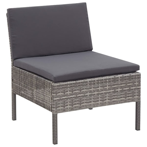 vidaXL 6 Piece Patio Lounge Set with Cushions Poly Rattan Gray