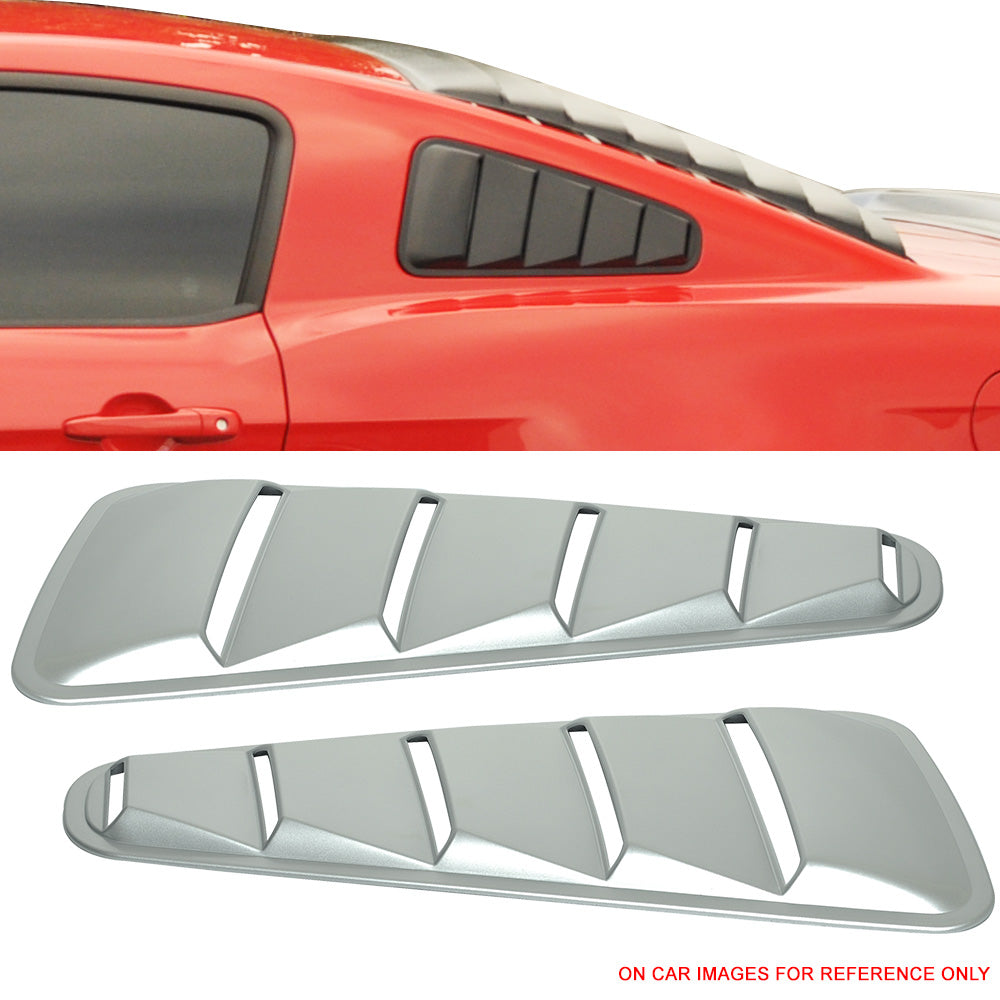 Ikon Motorsports Compatible with 10-14 Mustang OE Style Painted # UX Silver Metallic Rear Quarter Side Window Louvers Scoop Cover Vent Panel - PP