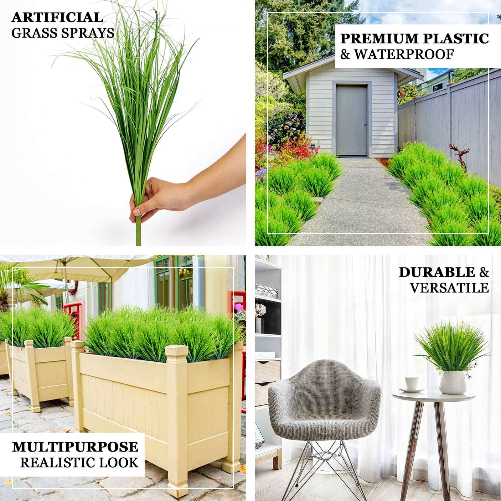 3 Plants Green Artificial Indoor/Outdoor Decorative Grass Sprays 20