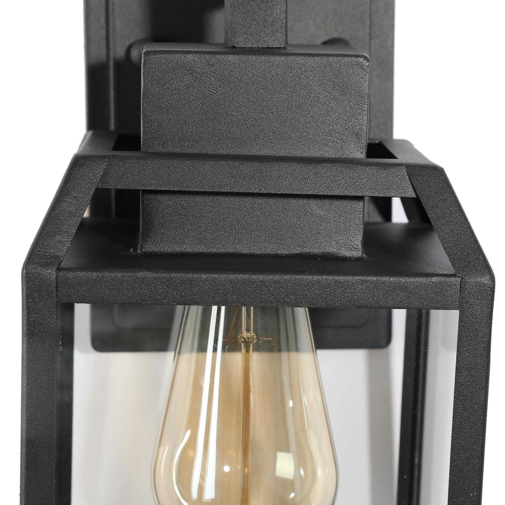 LNC Sharlot 11-in H Sandy Black Clear Glass Square Modern/Contemporary Medium Base (E-26) Outdoor Wall Light,11"H