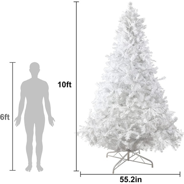 10' Premium Spruce Artificial Christmas Tree with Metal Stand，White