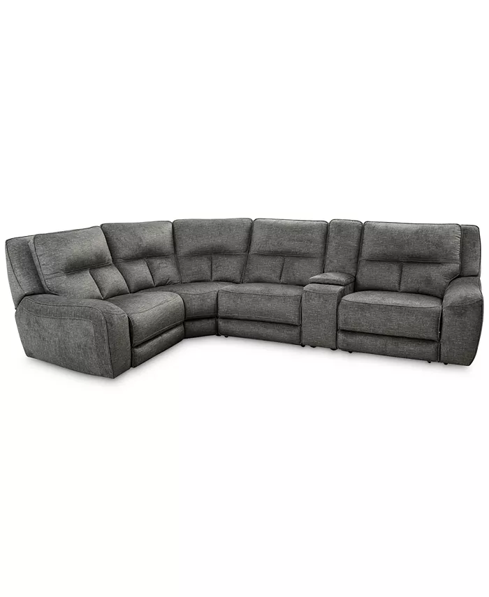 Furniture CLOSEOUT! Terrine 5-Pc. Fabric Sectional with 2 Power Motion Recliners and 1 USB Console