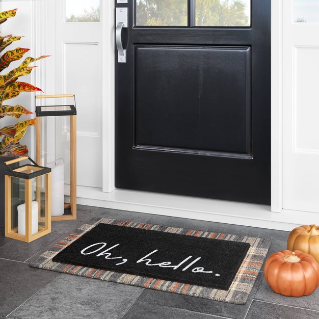 Oh Hello Doormat Black