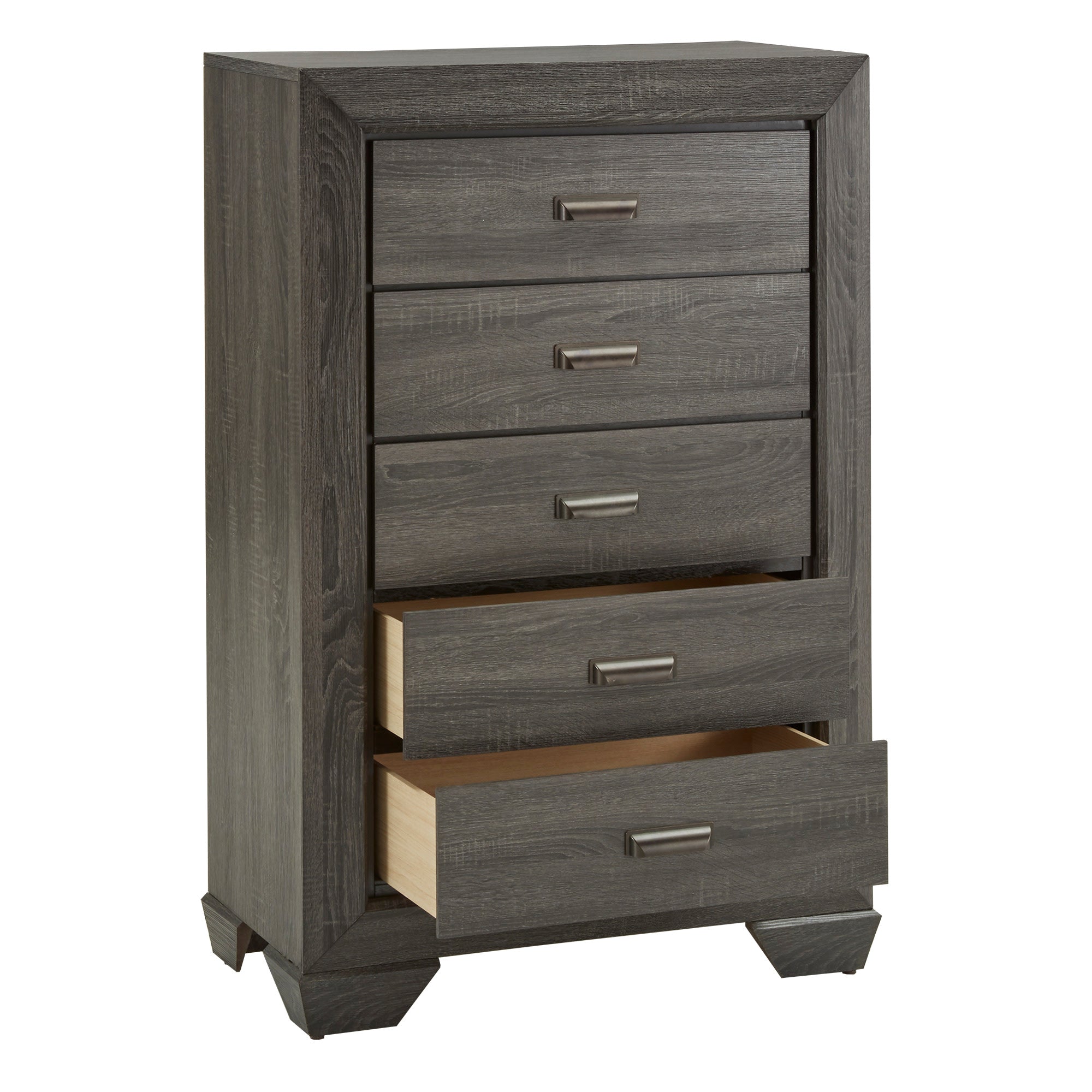 Weston Home Ailsa Transitional 5 Drawer Wood Panel Dresser, Gray