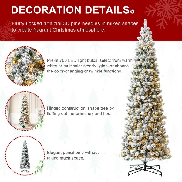 Glitzhome 11ft PreLit Flocked Multicolor Artificial Christmas Tree with Remote Controller