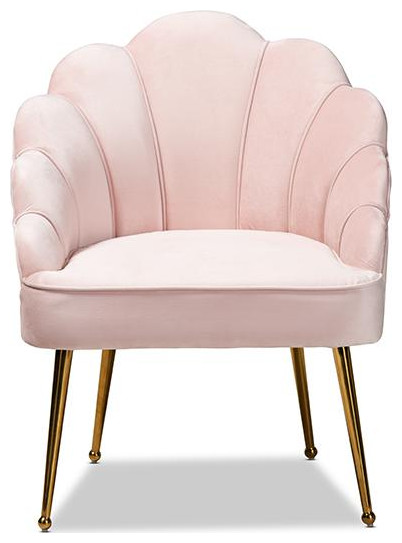 Baxton Studio Cinzia Glam and Luxe Light Pink Velvet Fabric Upholstered Gold...   Midcentury   Armchairs And Accent Chairs   by HedgeApple  Houzz