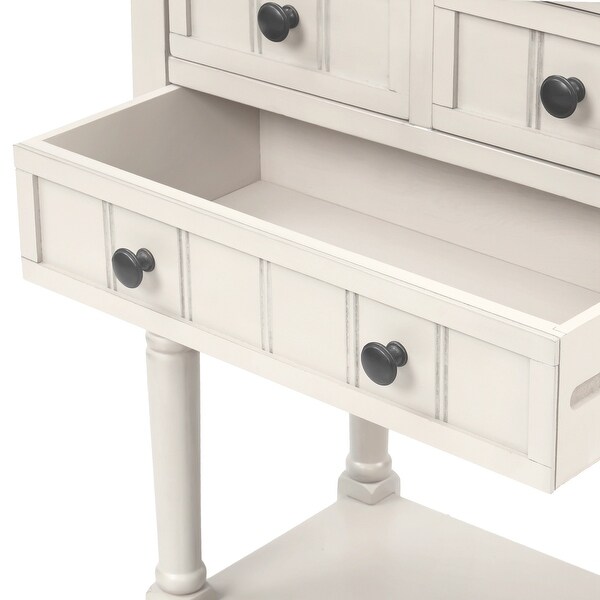 Narrow Console Table， Slim Sofa Table with Three Storage Drawers and Bottom Shelf