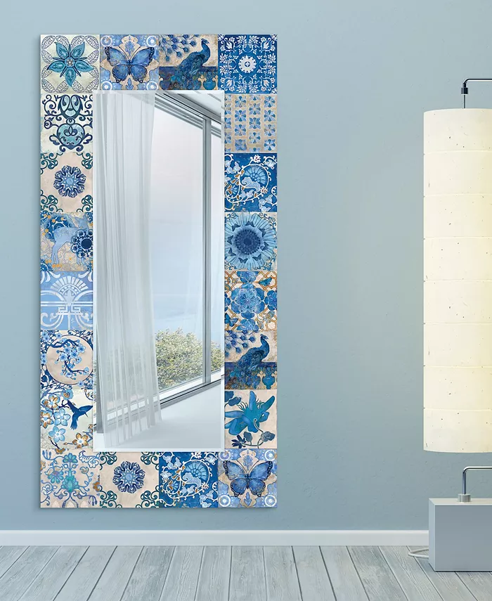 Empire Art Direct Tiles Rectangular On Free Floating Printed Tempered Art Glass Beveled Mirror  72 x 36