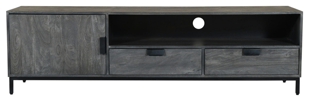 Samuel 69 quotWide Wood Media Console   Industrial   Entertainment Centers And Tv Stands   by Kolibri Decor  Houzz