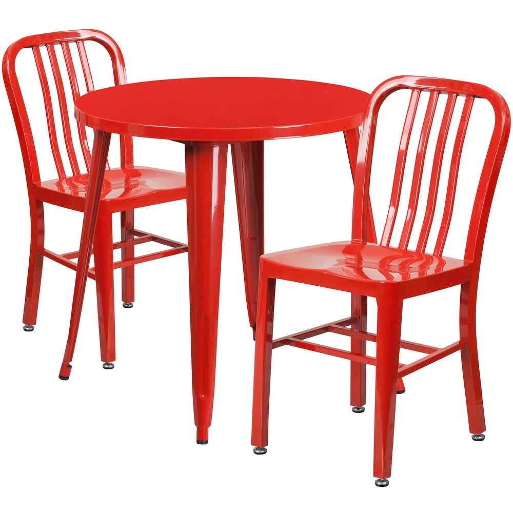 30 inch Round Indoor/ Outdoor 3 piece Metal Table and Chairs Set