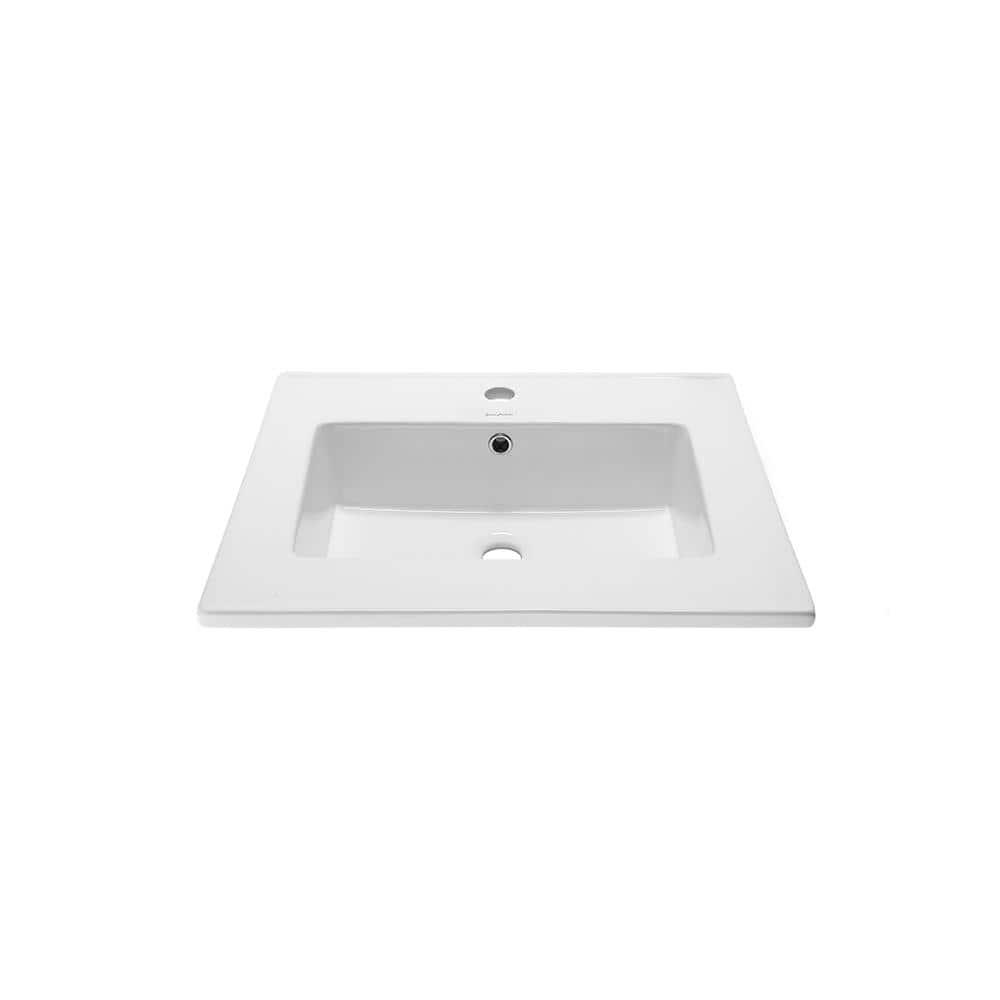 Swiss Madison Voltaire 25 in Vanity Top in Glossy White with 1Basin