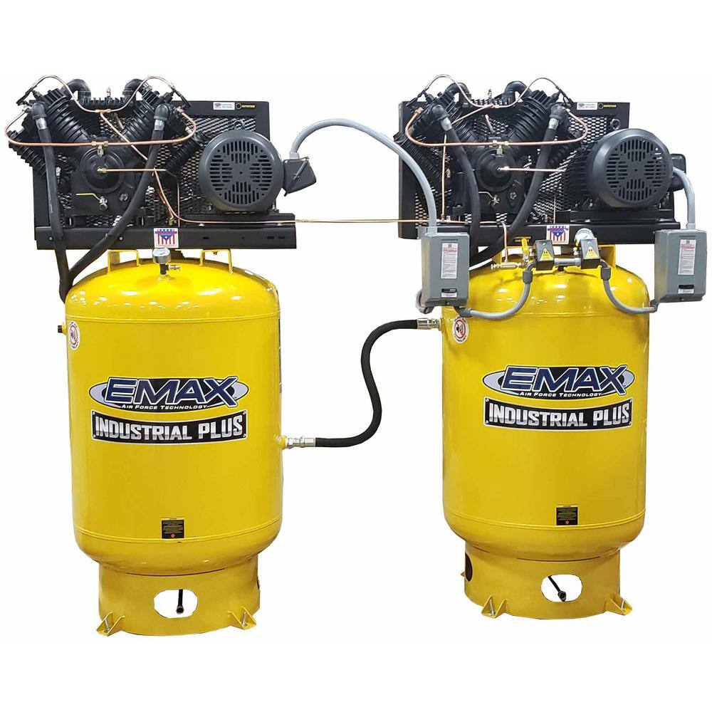 EMAX 80 Gal. 20 HP 1ph Vertical Solo Mounted Alternating Silent Air Compressors with Pressure Lube Pump ESP10A080V1