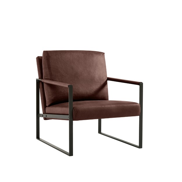 Pu Leather Metal Frame Armchair With Non slip Adsorption Feet And Back Cushion Modernluxe