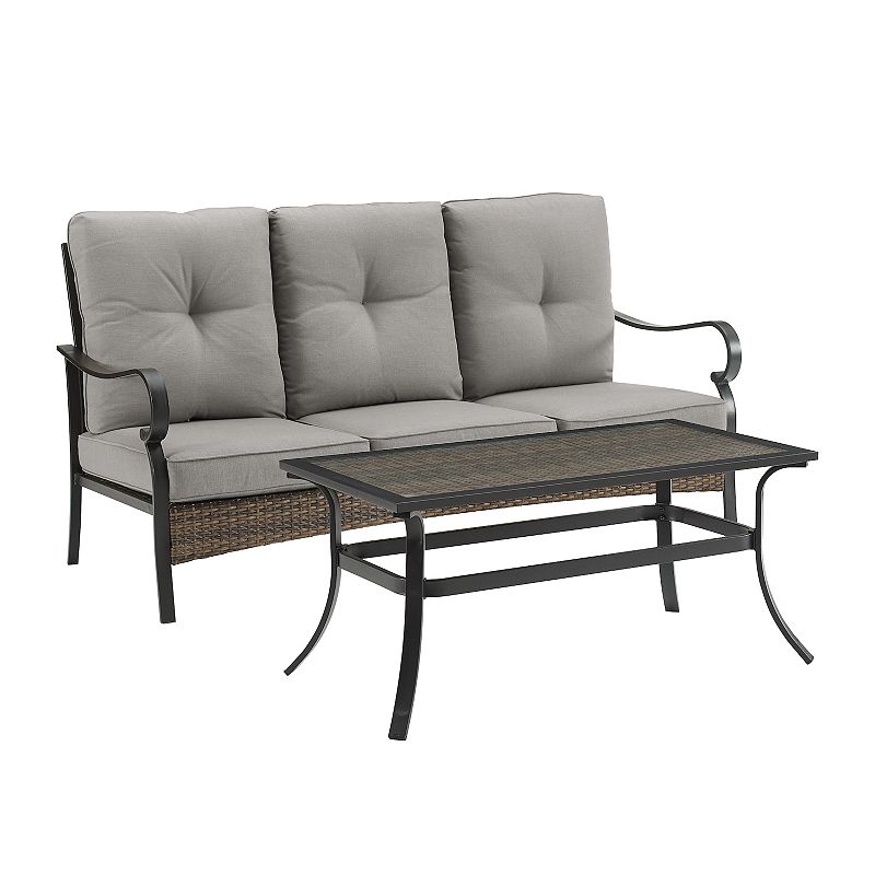 Crosley Dahlia Outdoor Metal and Wicker Sofa 2-pc. Set