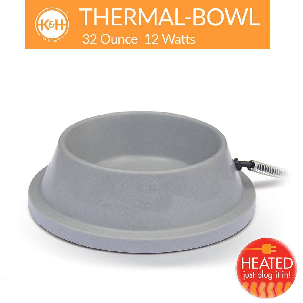 K&H 32 oz. Plastic Heated Water Dish Slate Gray 100213010