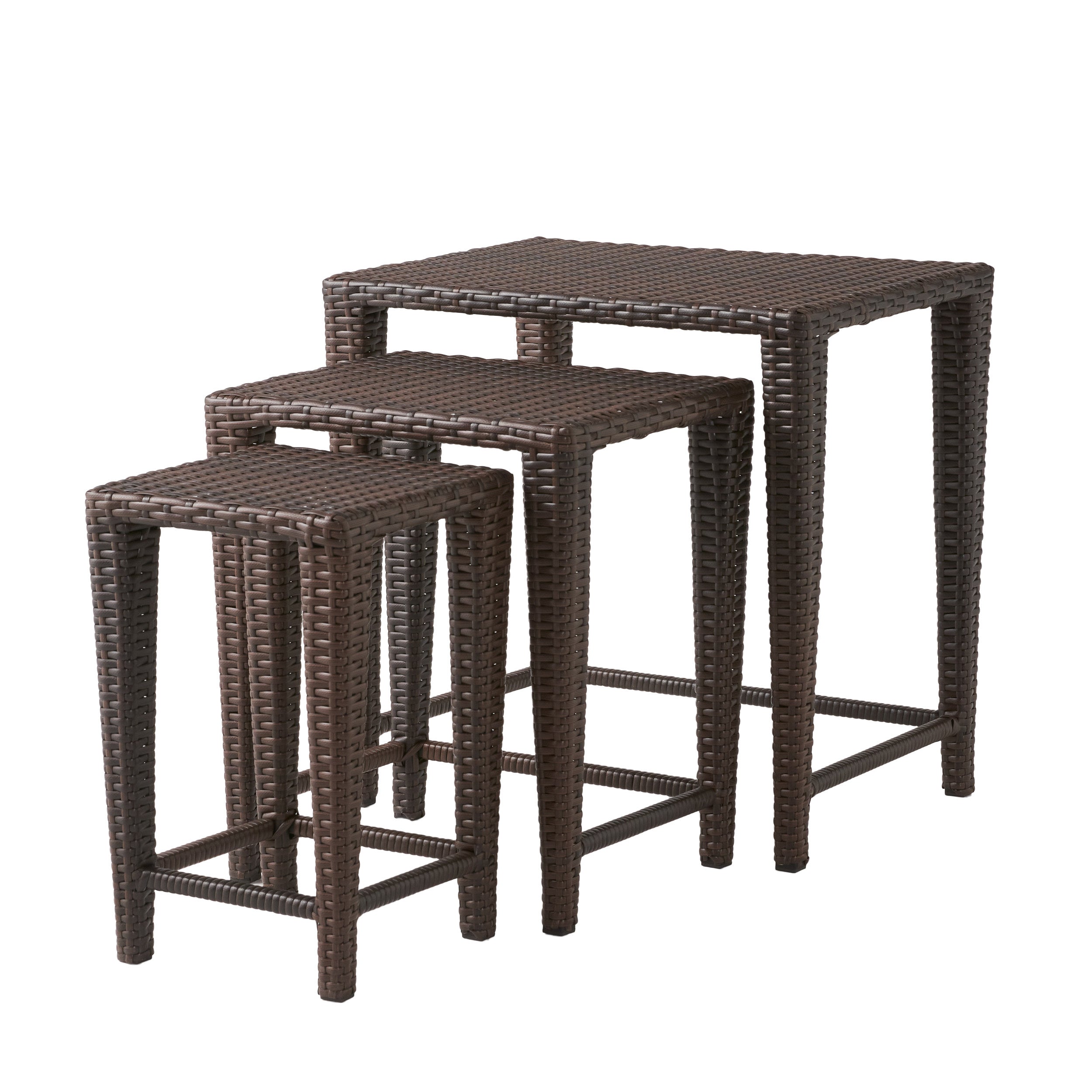 Mayall Multibrown Wicker Nested Side Tables (Set of 3)