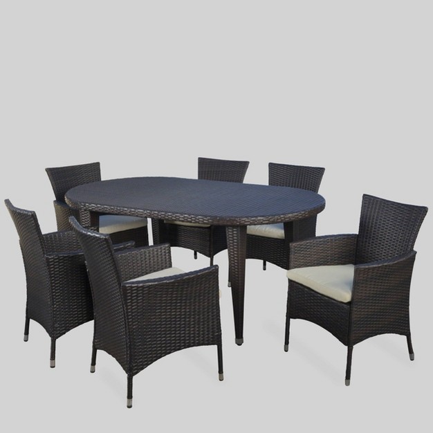 Vincent 7pc Wicker Patio Dining Set Christopher Knight Home