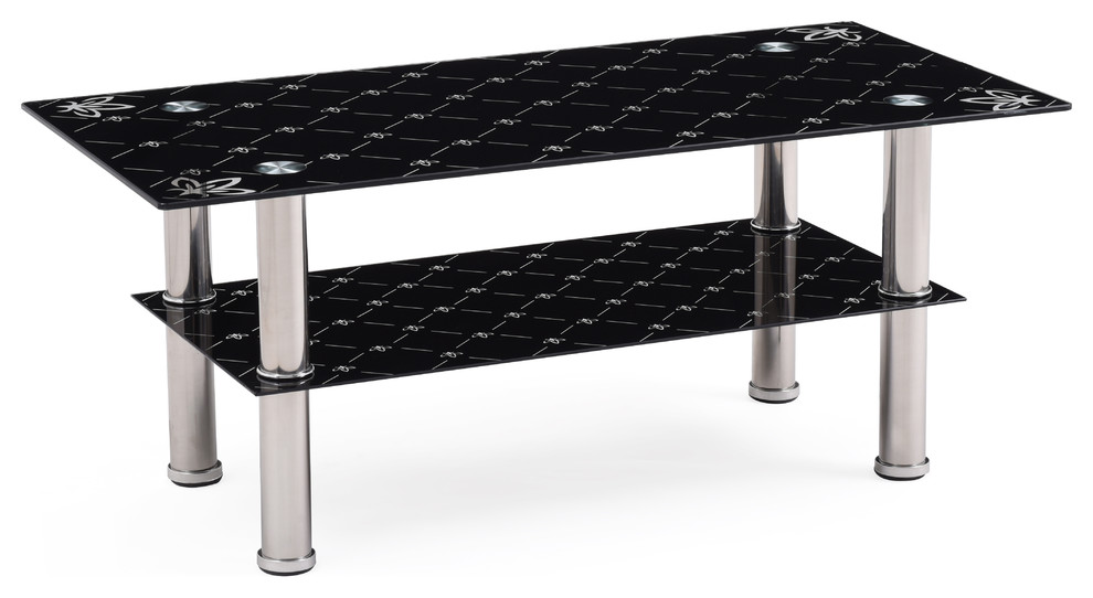 Glass Coffee Table  Black   Contemporary   Coffee Tables   by Hodedah Import Inc.  Houzz