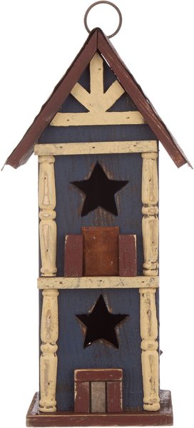 Glitzhome Solid Wood and Metal Bird House， 12.60-in