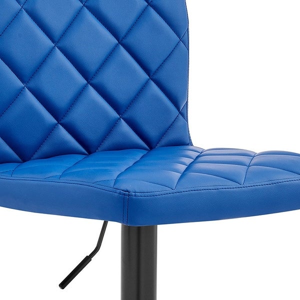 Blue Faux Leather Swivel Adjustable Bar Stool - 46