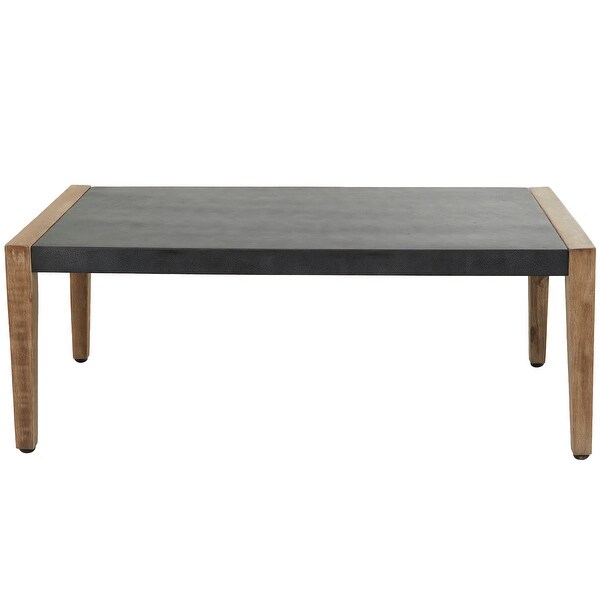 Dark Gray Wood Outdoor Dining Table with Wood Legs