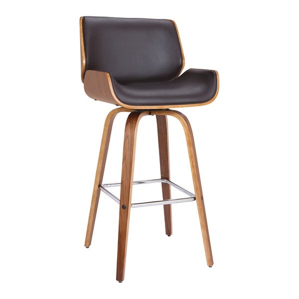 Counter Height Wooden Swivel Barstool with Leatherette Seat，Black and Brown - 37.5 H x 20 W x 20 L Inches