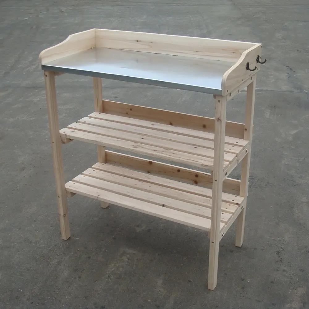 Factory direct supply garden potting table furniture natural gardening workbench potting bench table