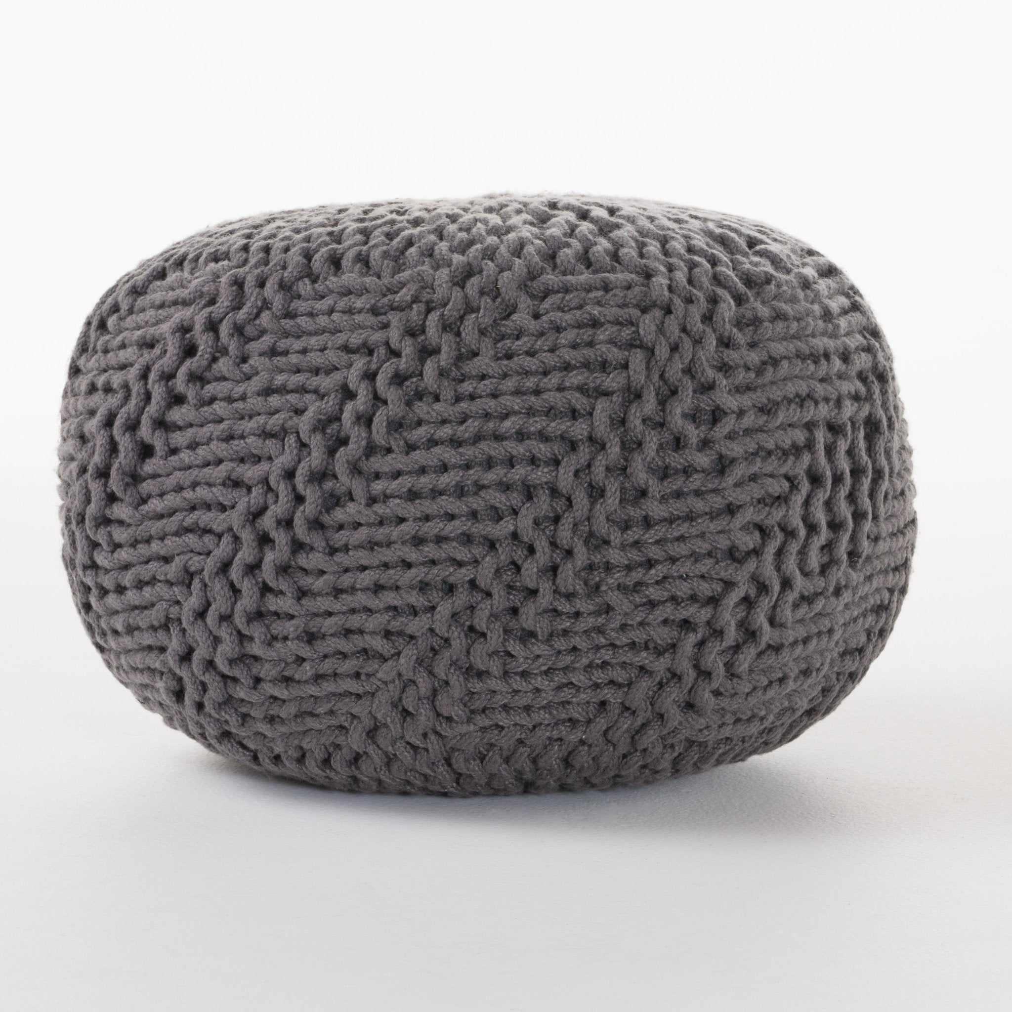 Haley Indoor Fabric Hand Knit Pouf