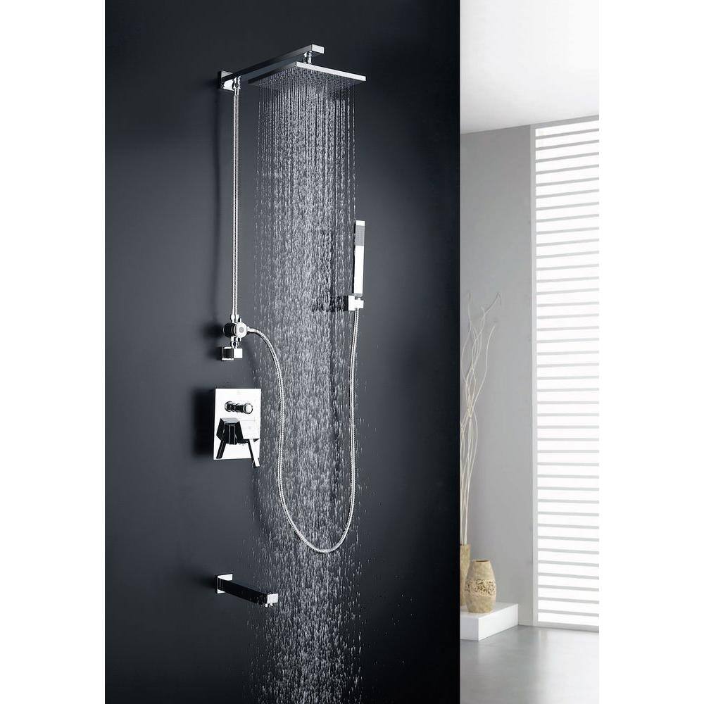 ANZZI Byne 1-Handle 1-Spray Tub and Shower Faucet with Sprayer Wand in Polished Chrome (Valve Included) SH-AZ013