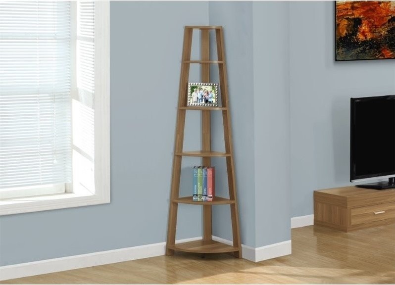 Scranton  ampCo 5 Shelf Corner Etagere in Walnut   Transitional   Bookcases   by Homesquare  Houzz