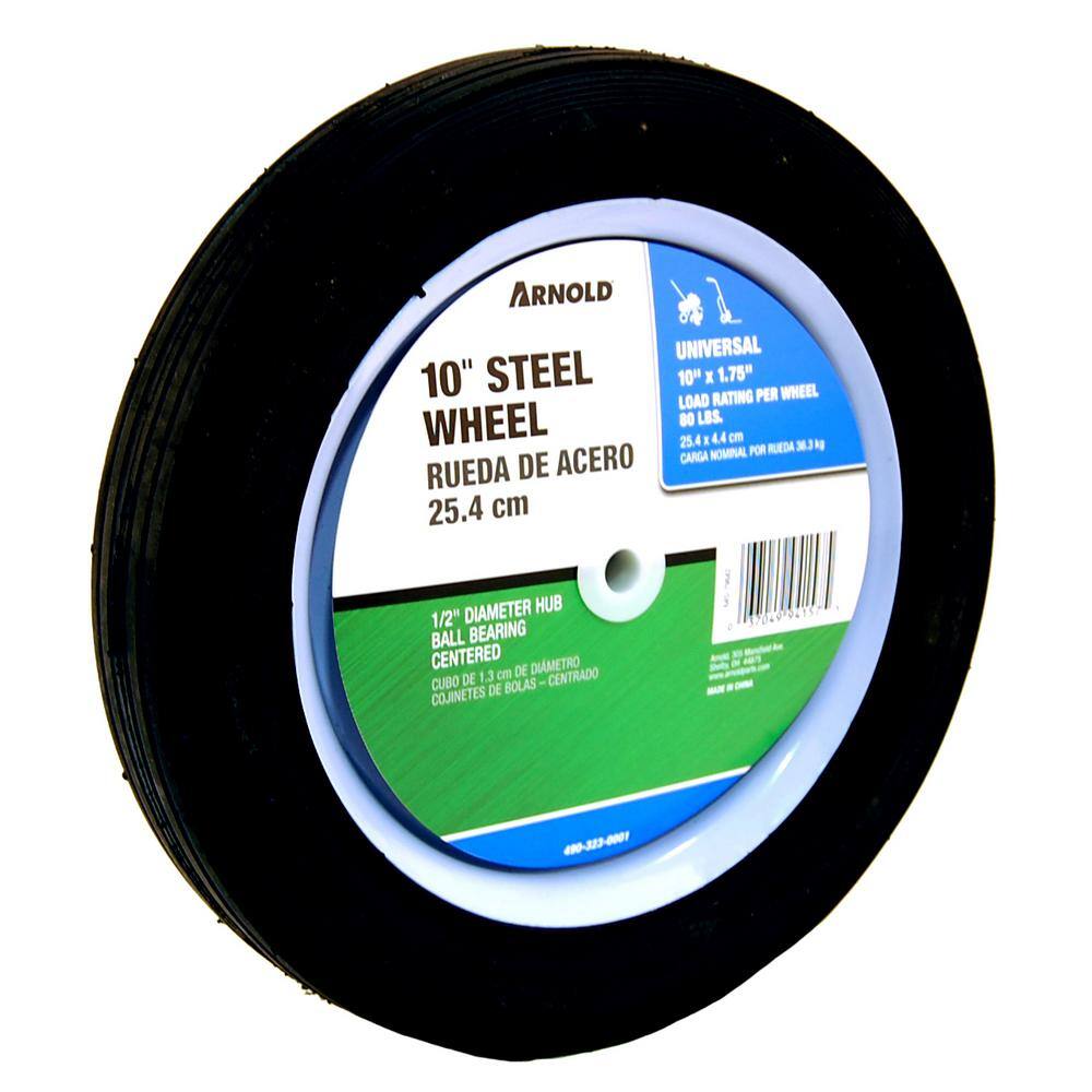 Arnold 10 in. x 1.75 in. Universal Steel Wheel with Shielded Ball Bearings for Extended Life 490-323-0001