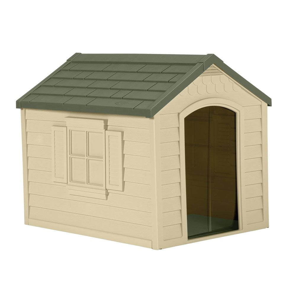 Suncast DH250 Durable Resin Snap Together Dog House with Removable Roof， Brown