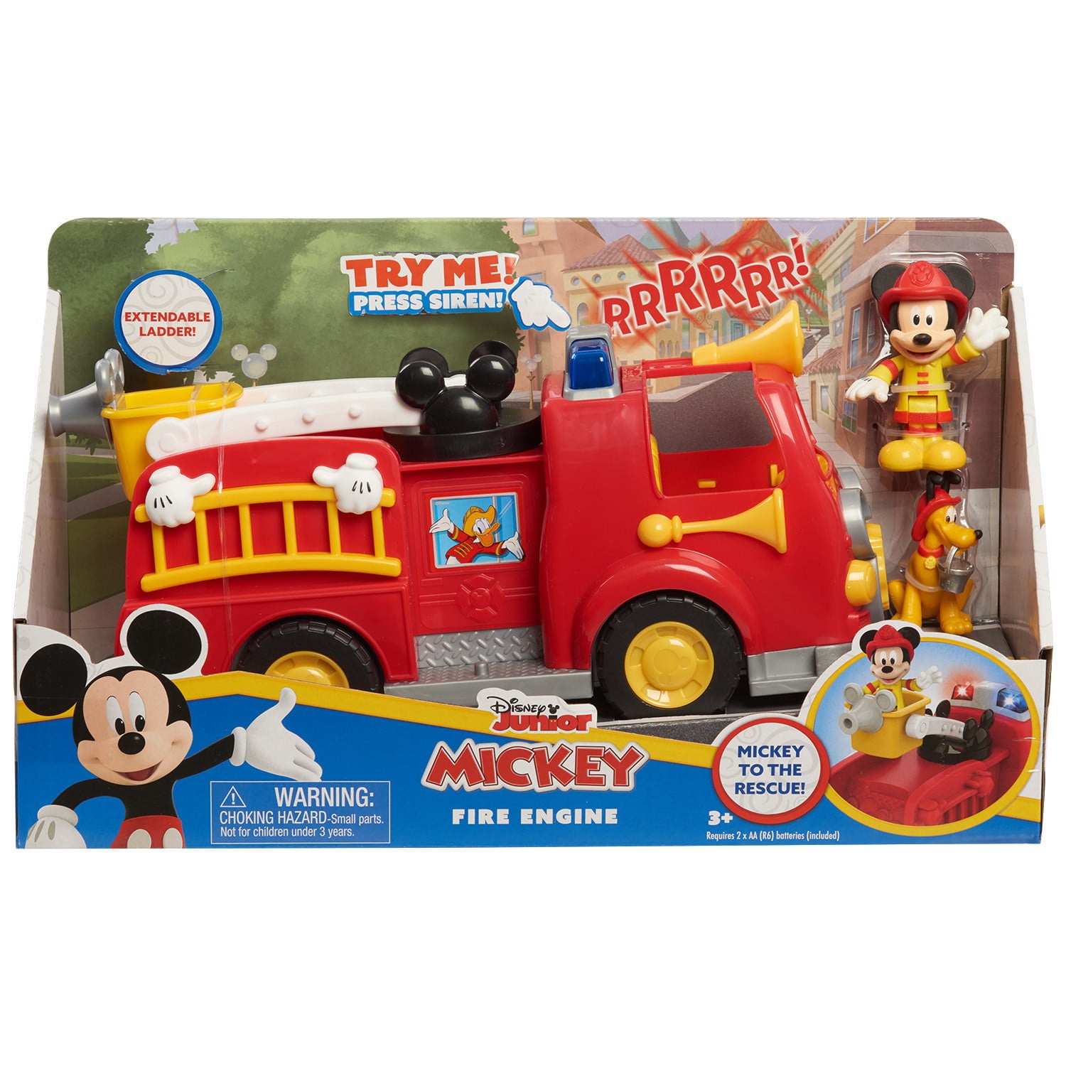 Disney’s Mickey Mouse Mickey’s Fire Engine， Figure and Vehicle Playset， Lights and Sounds， Officially Licensed Kids Toys for Ages 3 Up， Gifts and Presents