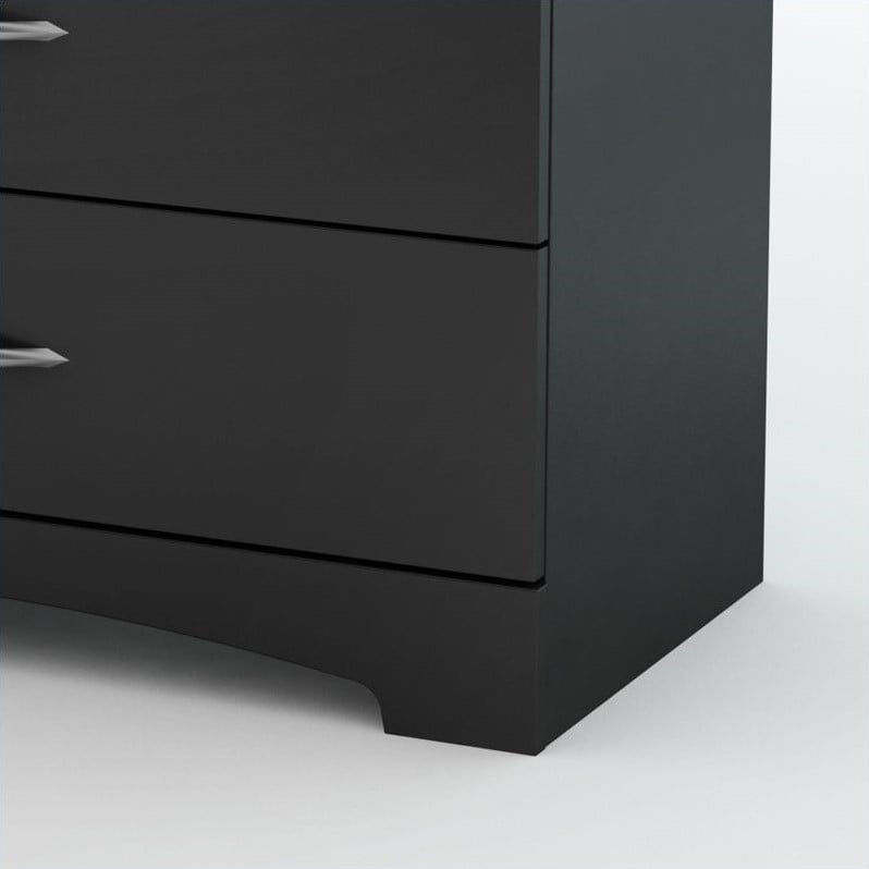 Home Square 2-Piece Set with 1-Drawer Nightstand & 5-Drawer Chest in Pure Black