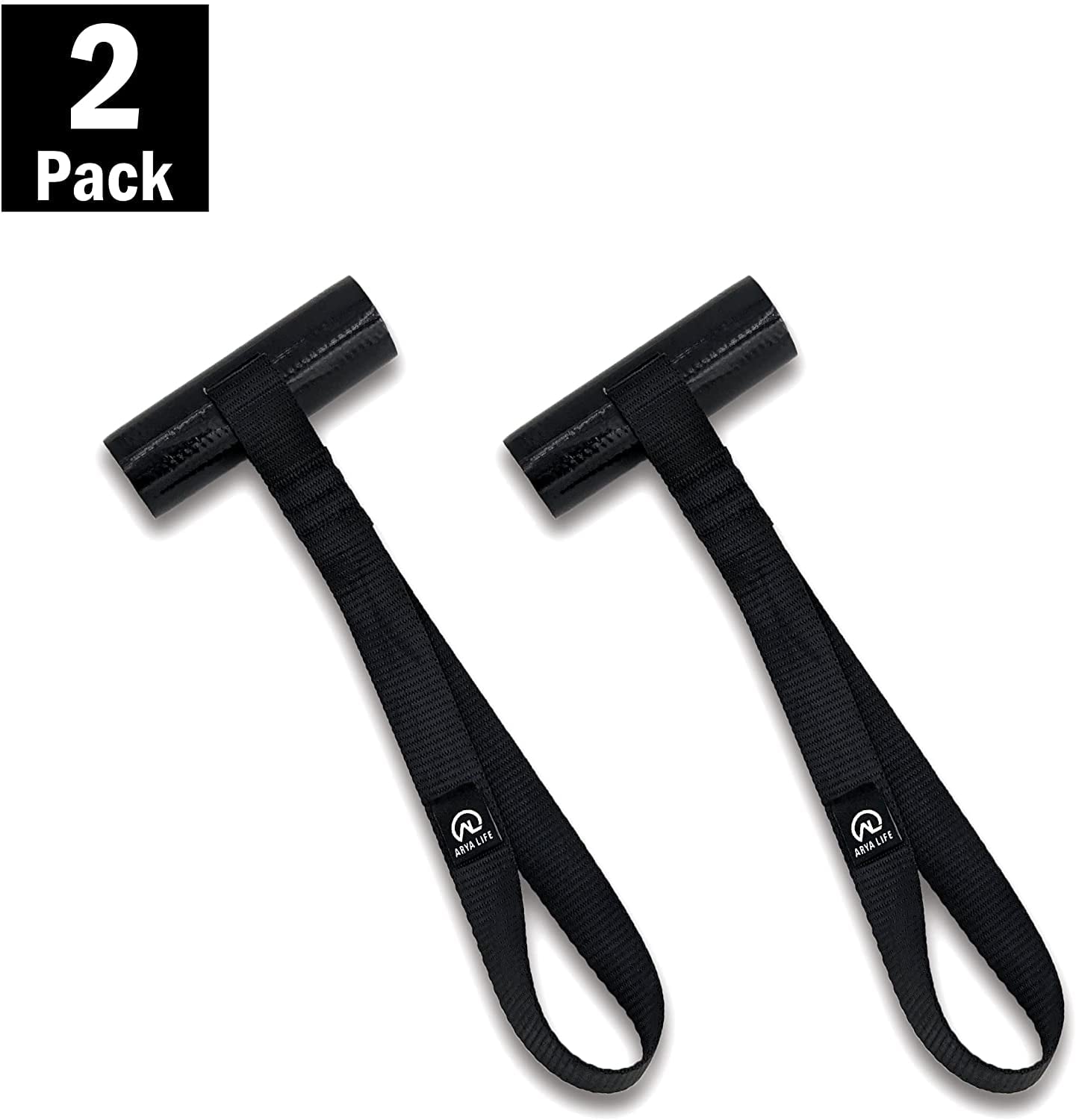 Arya Life Quick Hood Trunk tie Down Strap Loops Set of Two - Kayak Tie Down Anchor Straps for Car Hoods and Trunks， Black， 12.5 x 4.25 x 1.31 inches