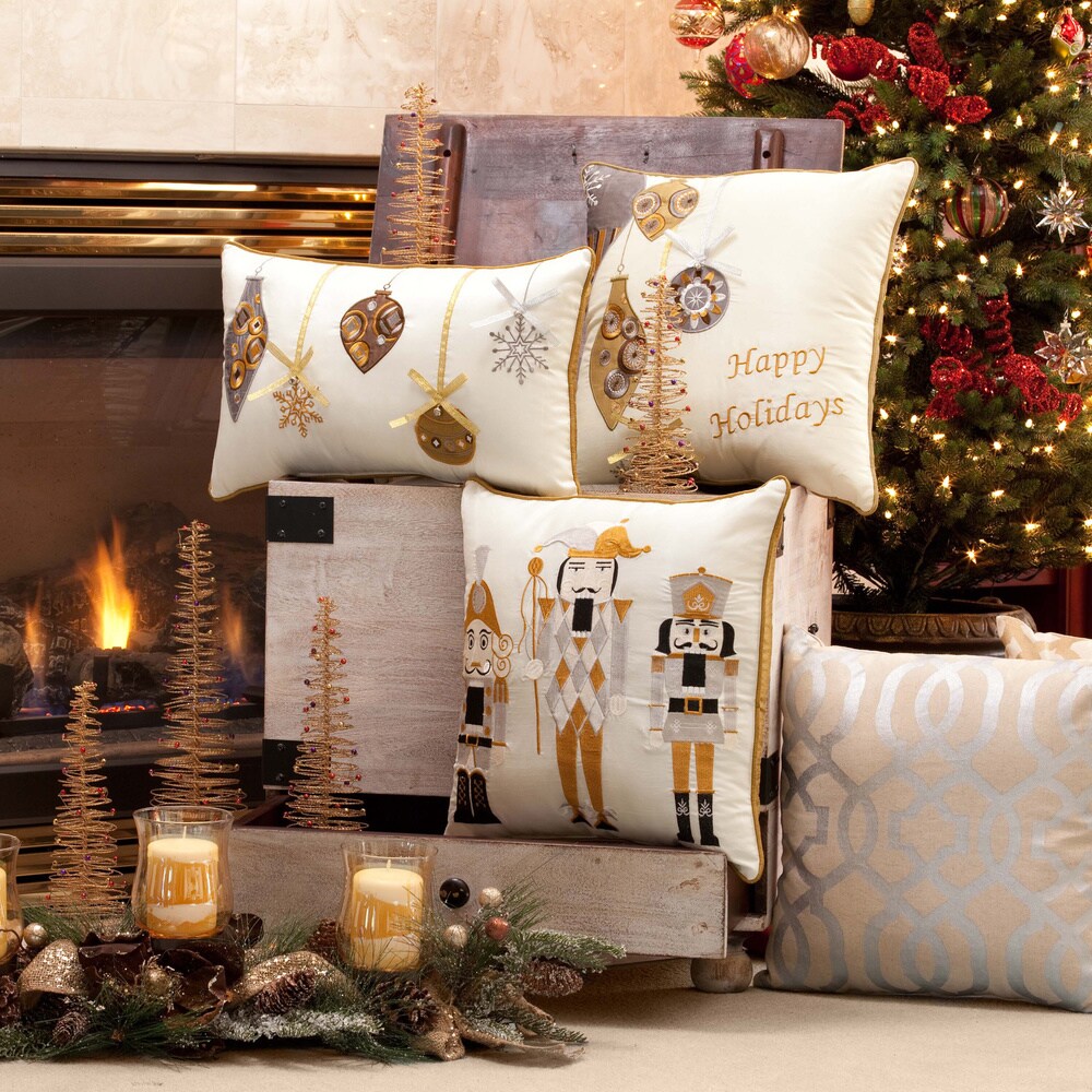 Pillow Perfect Holiday Ornaments Gold/Silver Rectangular Throw Pillow